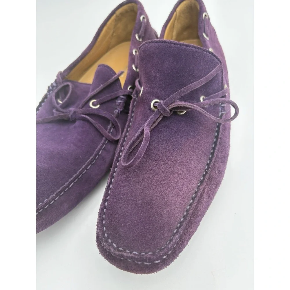MONZA Men's Purple Leather Suede Driving Car‎ Shoe 42.5/9.5